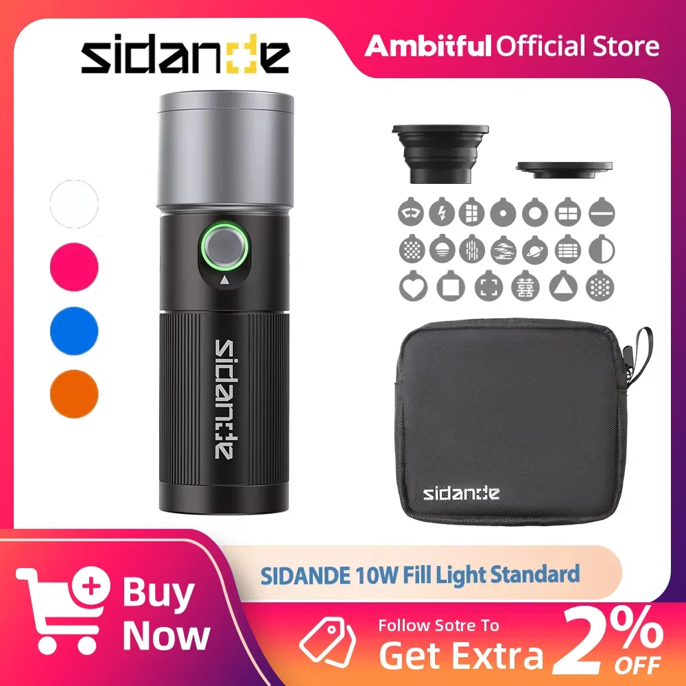 

AMBITFUL SIDANDE 10W 4 Color Projection Light 40W Sun Pro RGB Color Bi-Color LED Spotlight Flashlight Rechargeable Battery