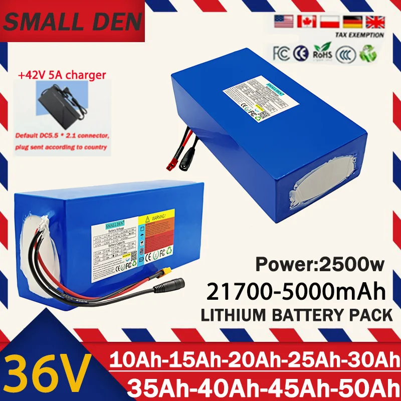 

New 36V 50Ah 45Ah 40Ah 35Ah 30Ah 25Ah 20Ah 10S 21700 built-in BMS suitable for tool battery, outdoor backup battery+ 42V charger
