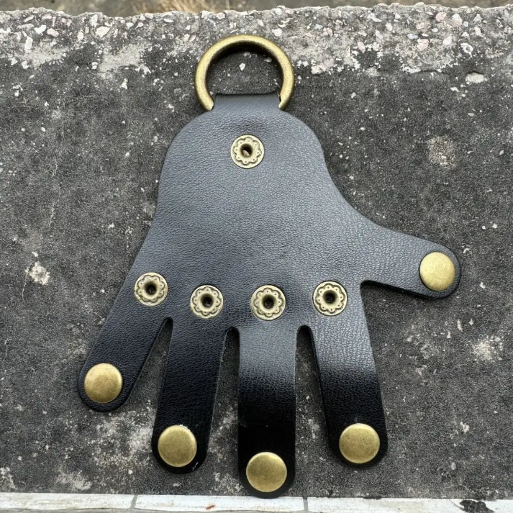 الجدة الجلود المفاتيح جلد البقر خمسة فتحات معلقة شكل اليد قلادة سيارة كيرينغ سحر اليد حامل سلسلة مفاتيح حقيبة/مفتاح ديكور