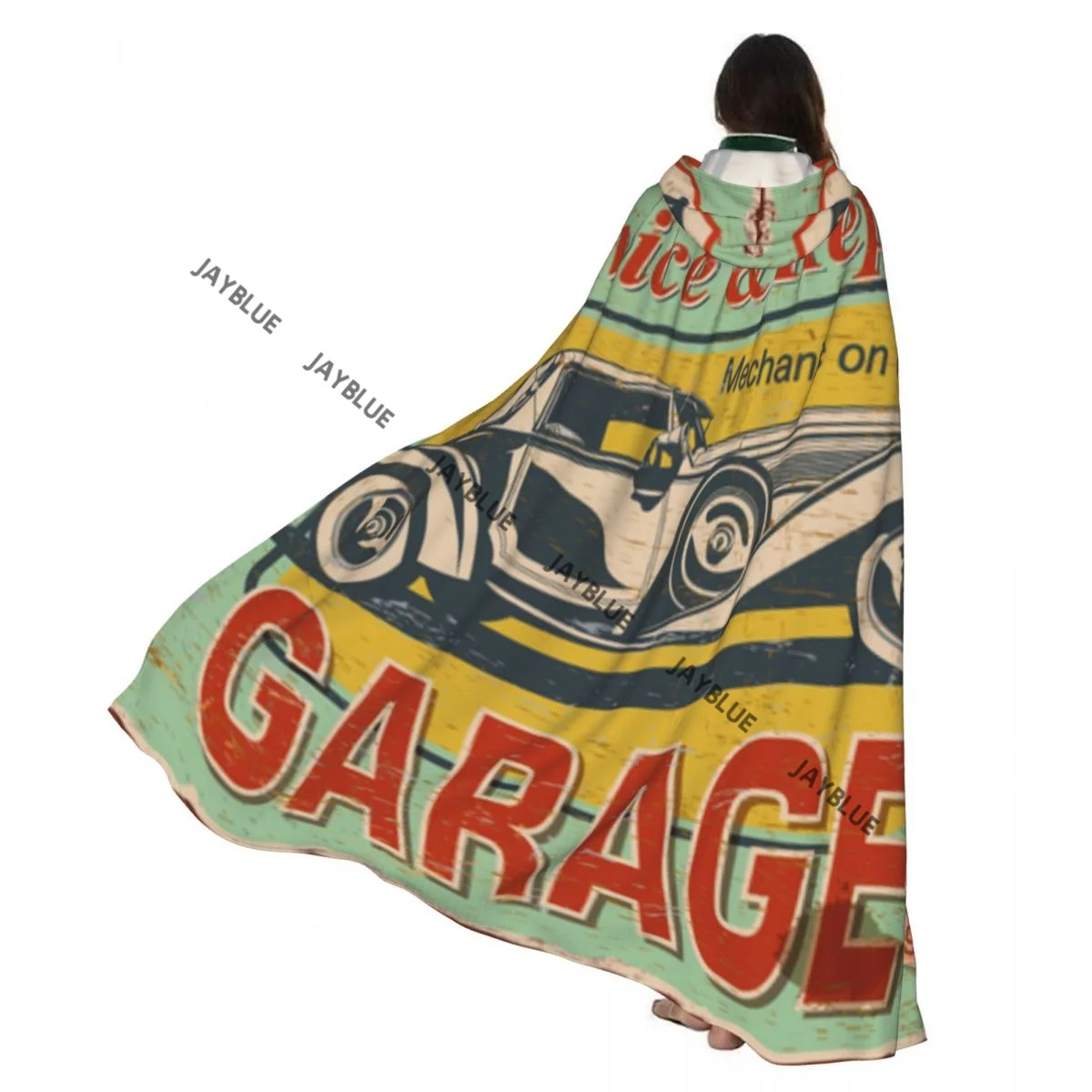 

Винтажный постер автосервиса с ретро-автомобилем с капюшоном, полиэстер, унисекс, накидка ведьмы, аксессуар для костюма