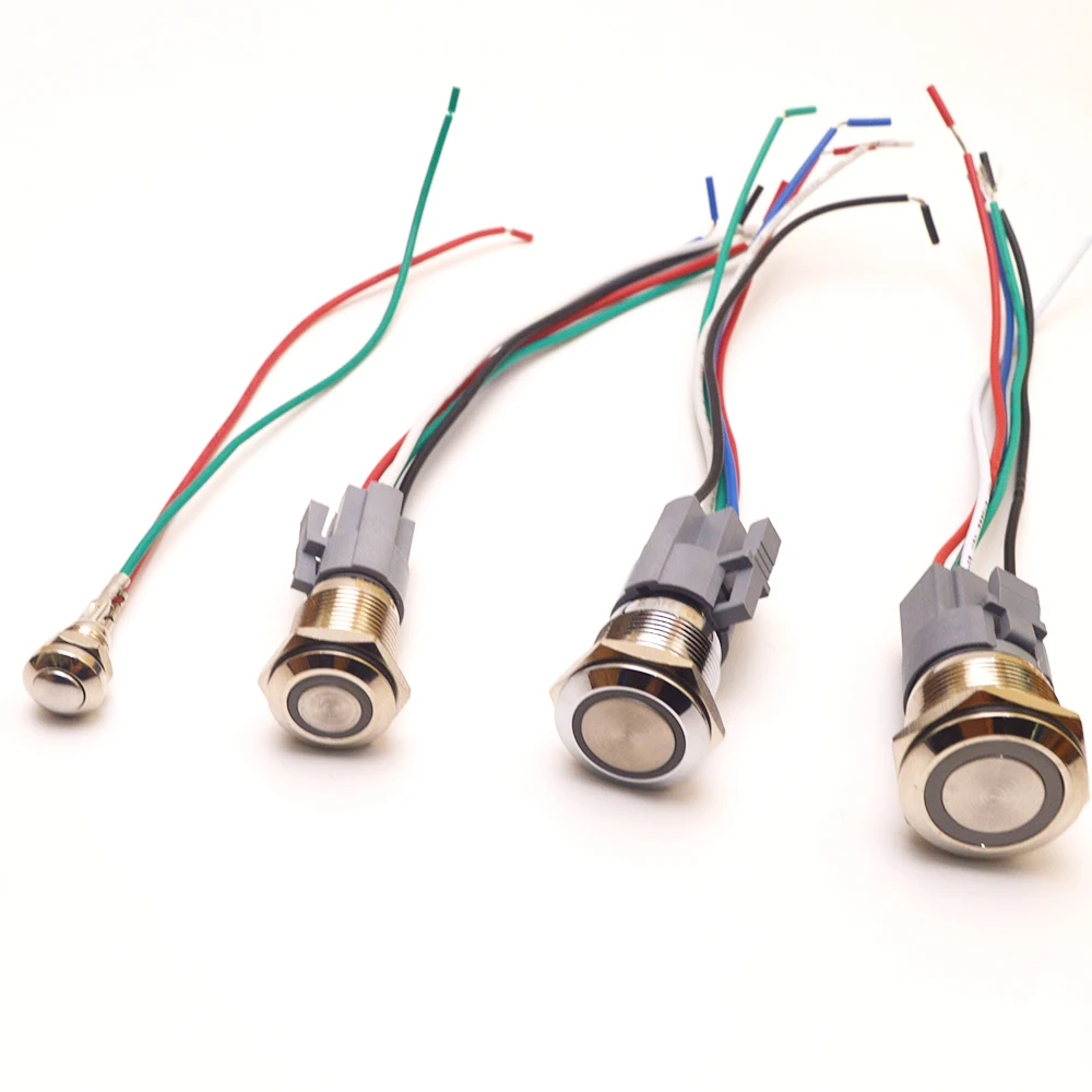 Socket Led Light Momentary Push Button Switch Connector 8/10/12/16/19/22 mm Switches Plug Cable Quick Connect Wire Holder