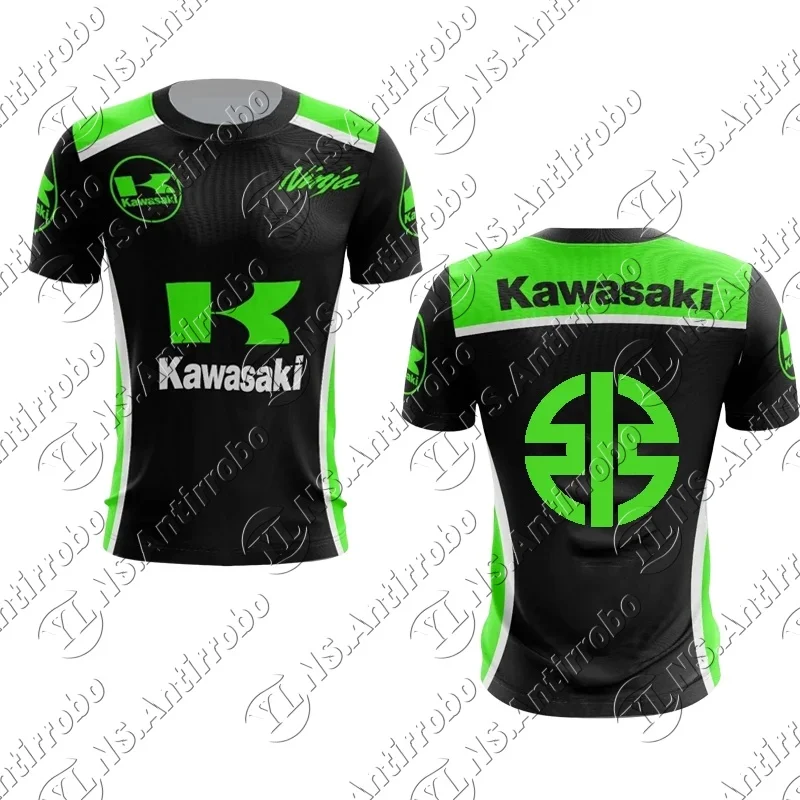 

Летняя мужская мотоциклетная футболка Kawasaki, футболка Superbike Endurance, мужская и женская детская дышащая быстросохнущая майка