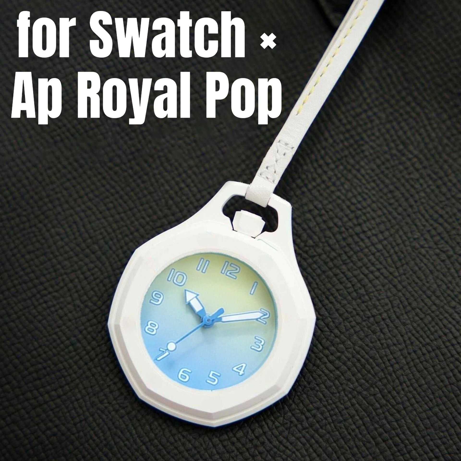 Pocket Watch Case+Pocket Watch Chain Accessories Bioceramic Case+calf Leather Lanyard Octagonal Bezel for Swatch × Ap Royal Pop