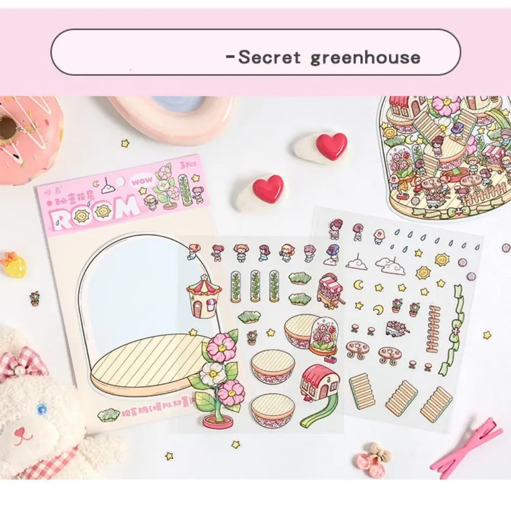 New Cartoon 3D Landscaping Stickers Tree House DIY Three-dimensional Sticker Visual Stacking 3D Miniature Scene Sticker Children