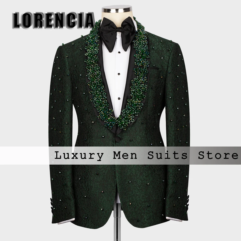 Simple Beading 3 Pieces Men Suits Shawl Collar Wedding Groom Tuxedos Customized Male Party Blazer Pants trajes para hombre