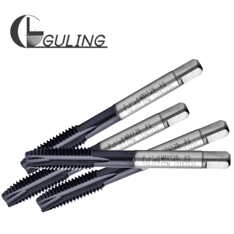 GULING-grifo puntiagudo en espiral para máquina de acero inoxidable, HSS-PM con revestimiento JS, M3, M4, M5, 6, M8, M10, M12