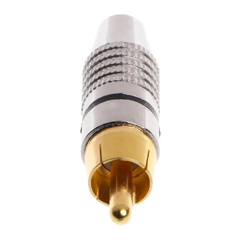 10pcs Male Plug Audio Video Cable Speaker Connector Lockable Adjustable Gold Plate Audio Plug Male Plug 45mm