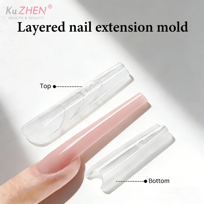 Sandwich en plastique double ongles formes 60pc 15 taille Extensions rapides-doubles formes en forme d'ellipse manucure formes haut moule fond moule 3D