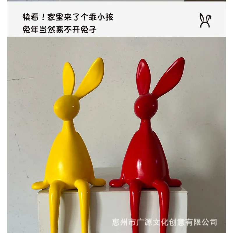الكرتون طويل الأذن يجلس الأرنب تمثال الراتنج أرنب تمثال الشمال INS ديكور المنزل خزانة التلفزيون هدية