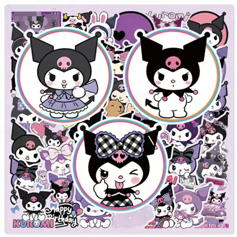 

52pcs Cute Cartoon Kuromi Graffiti Stickers Waterproof Decals Stickers For Laptop Phone Thermos Ipad Diy Stickers Kids Gift