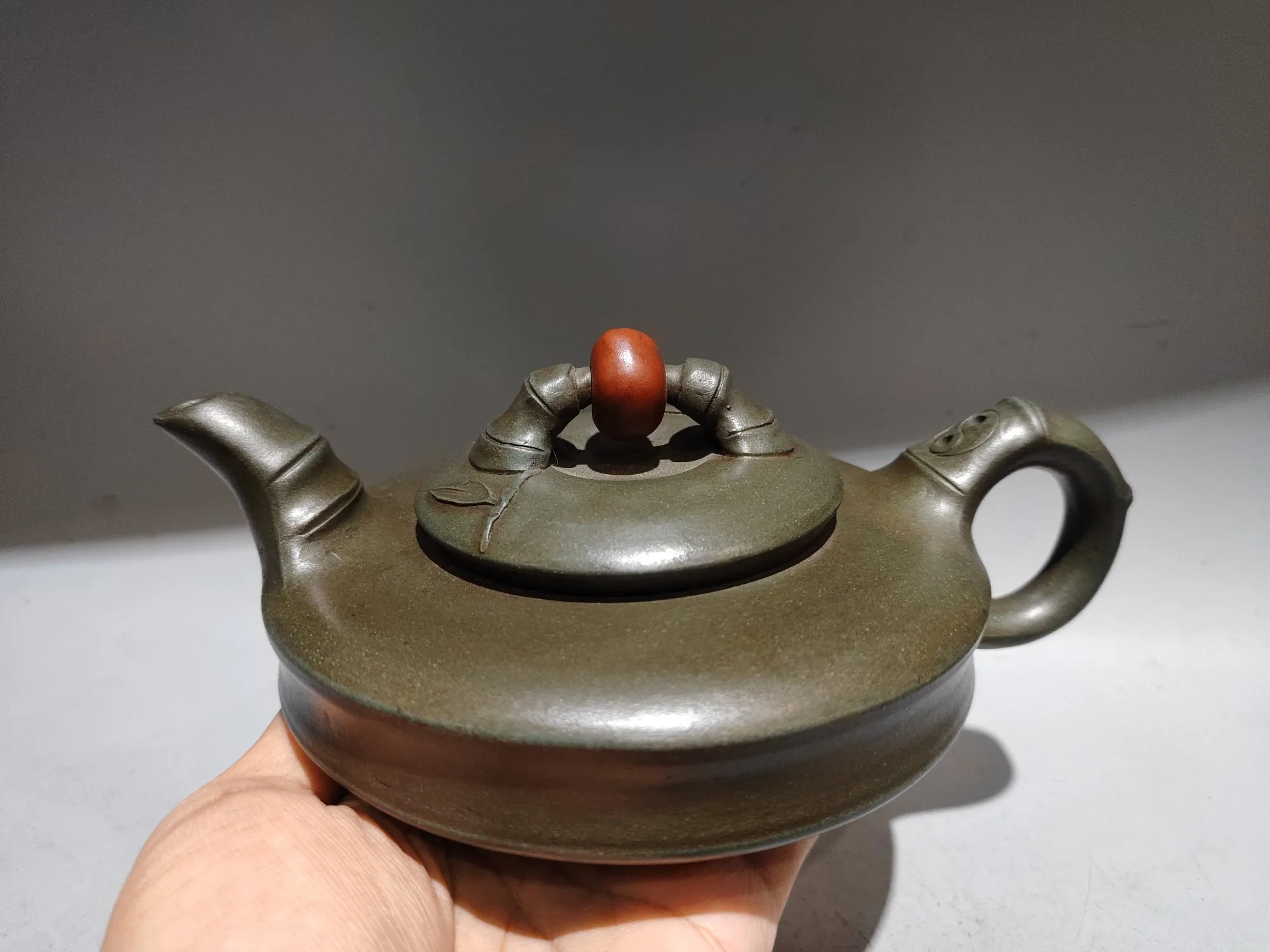 Purple teapot Yixing Purple Clay Red bamboo Bamboo pot Fortune smiles upon someone. Bamboo section spout Kettle Teapot