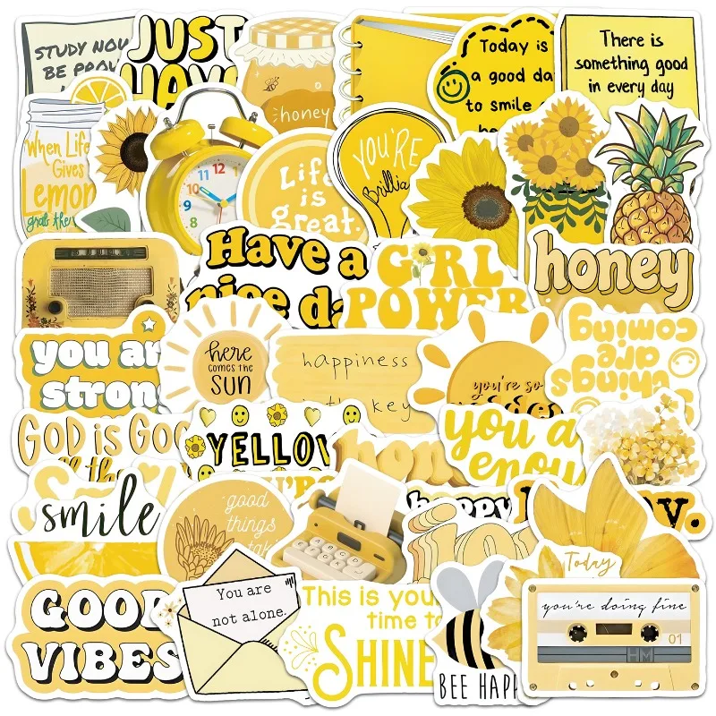 50pcs Inspirational Doodle Stickers Waterproof Decals for Water Bottles Laptops Phones Creative Motivation Sticker