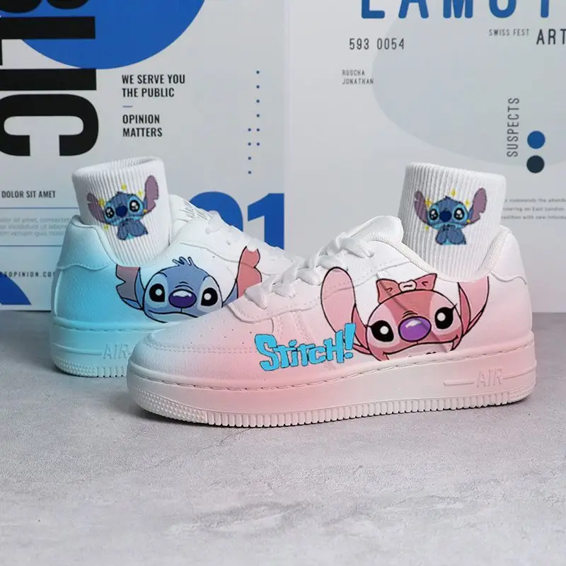 Disney Lilo & Stitch Print scarpe sportive scarpe da Tennis coppia scarpe bianche Cartoon Mickey Sneakers Winnie bambini scarpe Casual