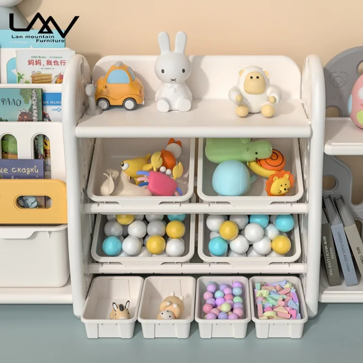 Custom Plastic Kids Furniture Movable Baby Chest Corner Cupboard Rack Drawer Toys Storage Children Cabinets For Kindergarten Use