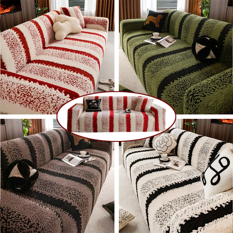 

All-Season Stretch Velvet Sofa Slipcover Furniture Protector Non Slip Universal Sofa Covers 1/2/3/4/5 Seater Couch Covers 쇼파 커버
