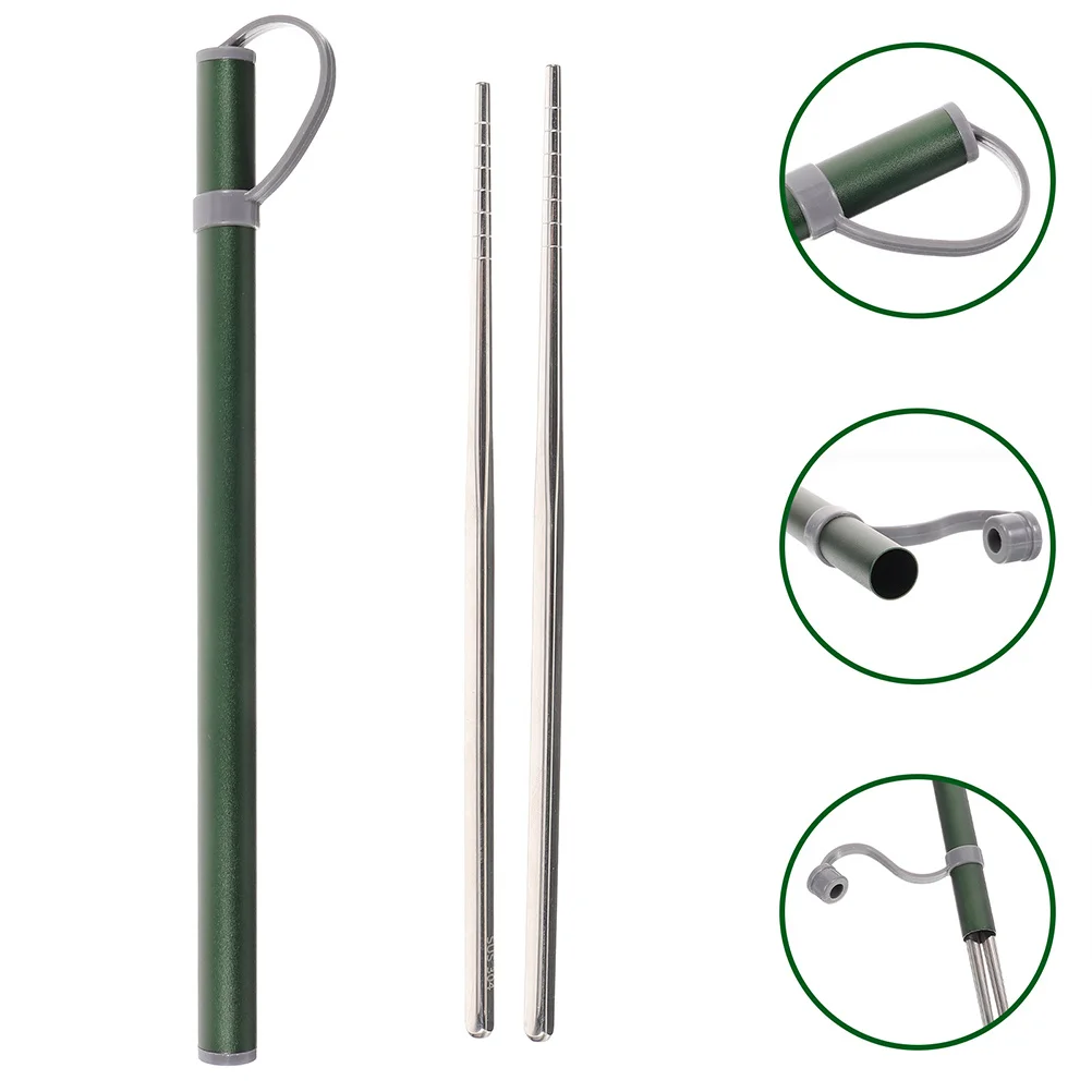 

2Sets Outdoor Portable Stainless Steel Chopsticks Reusable Metal Cooking Camping Travel Dishwasher Safe Chopsticks Set