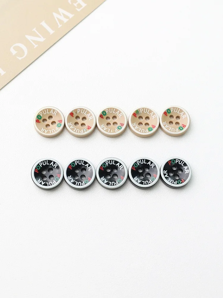 

Модные декоративные пуговицы из смолы с тканевыми буквами, 4 отверстия, для детской одежды, открытых кардиганов, аксессуары для шитья своими руками