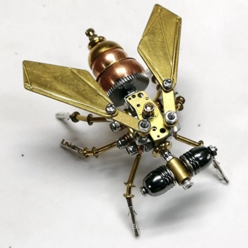 DIY Metal Assembly Little Fly Model Kits Steampunk Mechanical Insect Ornament Handmade 3D Puzzel Toy for Kids Adults Gift