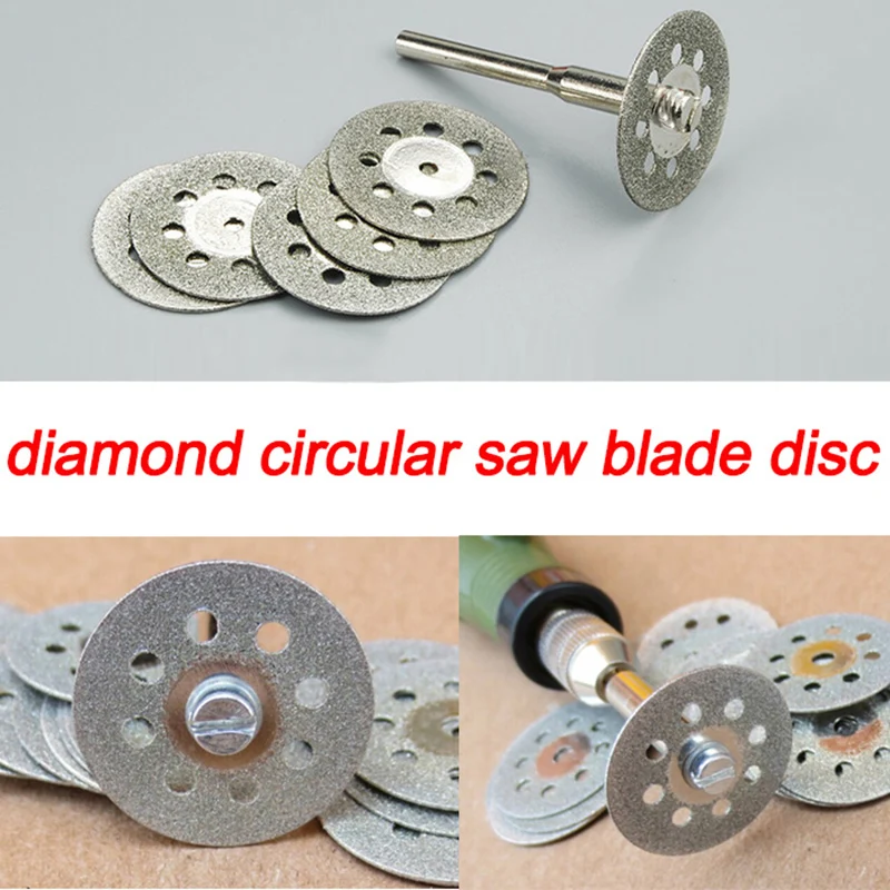 Disco de diamante abrasivo de 22mm, broca de disco de diamante para corte de pedra, lâmina de serra circular dremel, acessórios de ferramentas rotativas com 10 peças