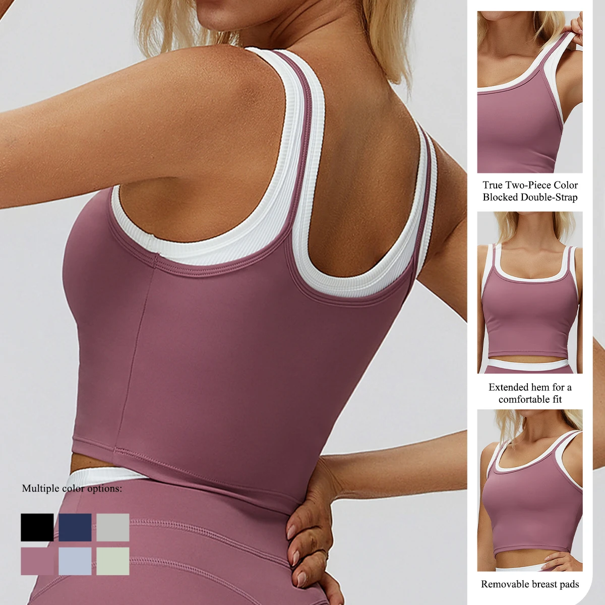 

Ctenkevet Women's U-Neck Sleeveless Double Strap Push up Yoga Vest Female Slimming Quick-Dry Sports Tank Top for Gym Fitness