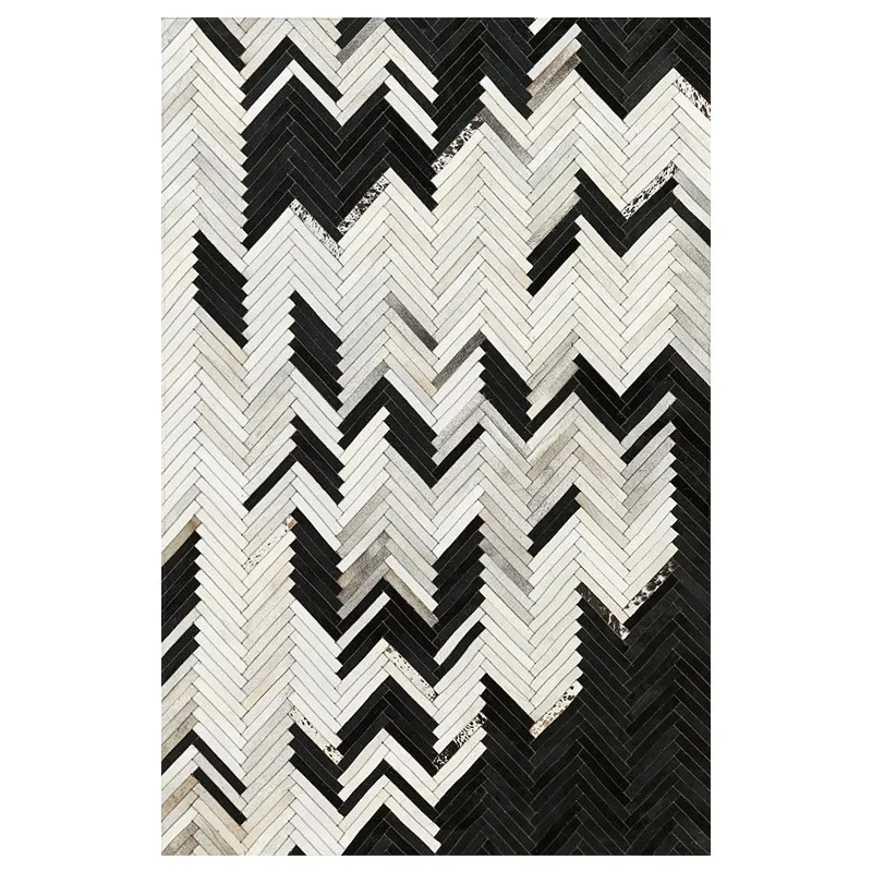 

Black White Real Cowhide Carpet Living Room Modern Simple Bedroom Area Rugs Large Sofa Table Oiffce Mat Customize