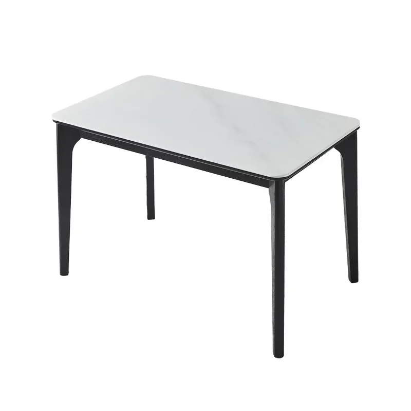 

Italian minimalist technology stone small apartment rectangular household rock slab retro dining table and chair combination