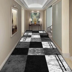 Nordic Geometric Pattern Long Corridor Carpet Non-slip Stairway Rug Hotel Lobby Passageway Runner Washable Room Decor Floor Mats