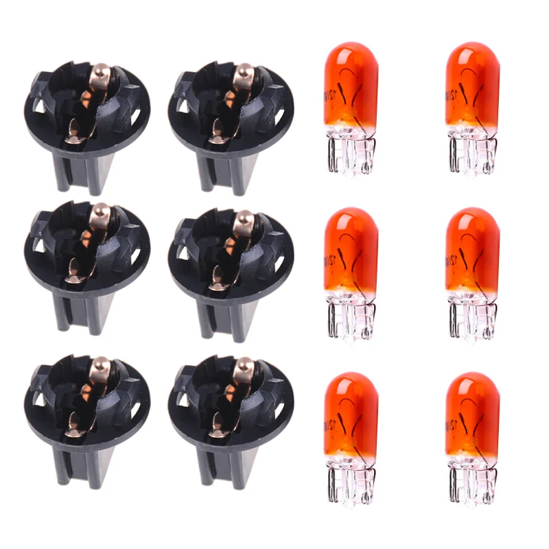 6Pcs T10-V2 Twist Lock Plug and Play Bulb Holder Sockets T10 LED&Halogen Lamp W5W 168 192 194 Twist Lock Wedge Bases Lamp Dash