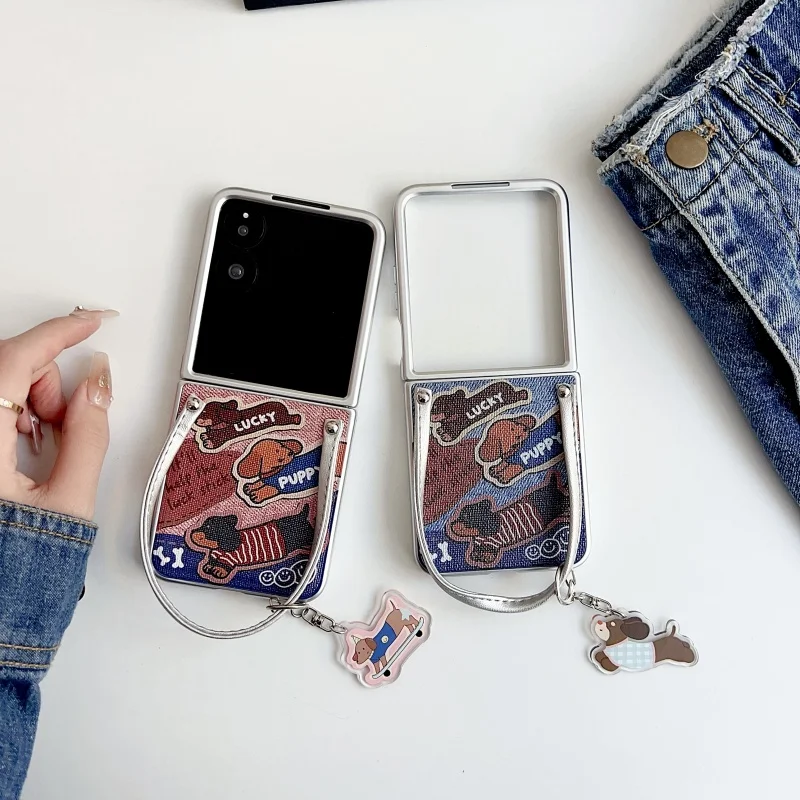 

Phone Case for HONOR V FLIP Luck Puppy Patterned HONOR V FLIP Fashion Bracelet Phone Case