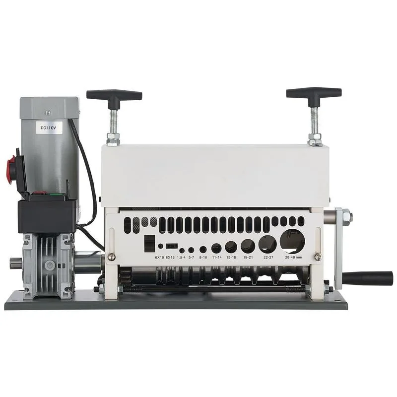 Electric Wire Stripper Machine, 0.06-1.57 in, 11 Channel Automatic Copper Cable Stripper, 370W Wire Stripper Tool with Manual Hand Crank Mode, Emergency Stop Button, for Scrap Copper Recycling
