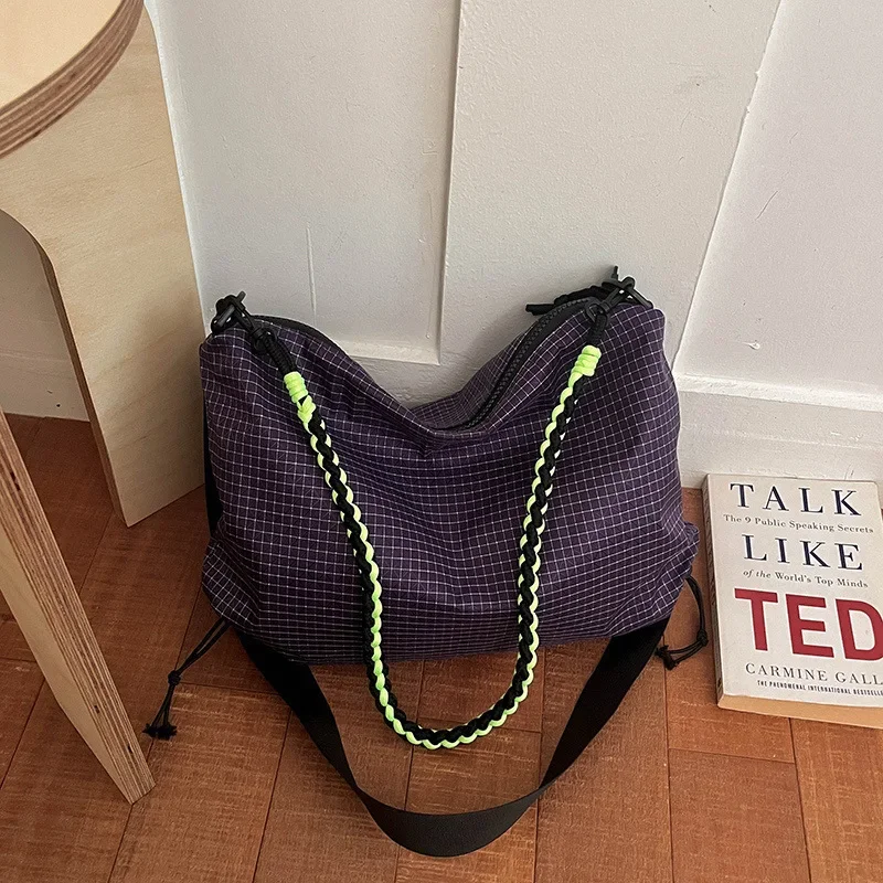Tote Bag, Unique, Super Good-looking Bag, Women's Large-capacity Relaxation, Casual Plaid Commuter Bag, Messenger Bag.