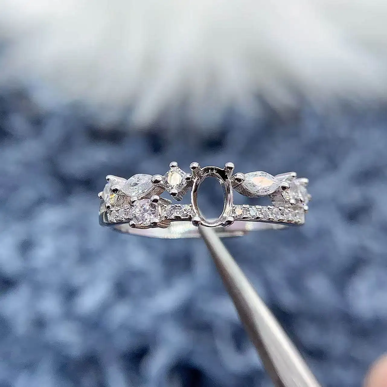 

MeiBaPJ инкрустация овальная 4*6 мм S925 стерлингового серебра DIY кольцо установка женский подарок тонкий шарм свадебные роскошные универсальные ювелирные изделия оптом