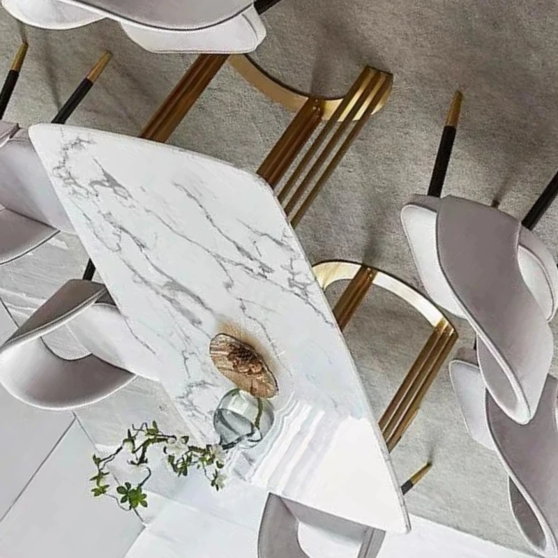 

Marble Dining Table Combination Custom Board Nordic Minimalist Small Apartment Simple Rectangular Mesa De Jantar Home Furniture