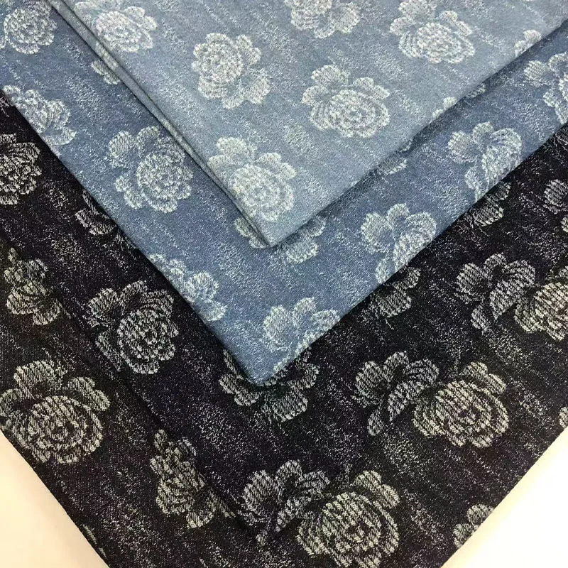 

Denim Fabric Rose Jacquard Thickened Washed Denim For Sewing Dresses Bags Pants bags hats DIY Denim Fabric