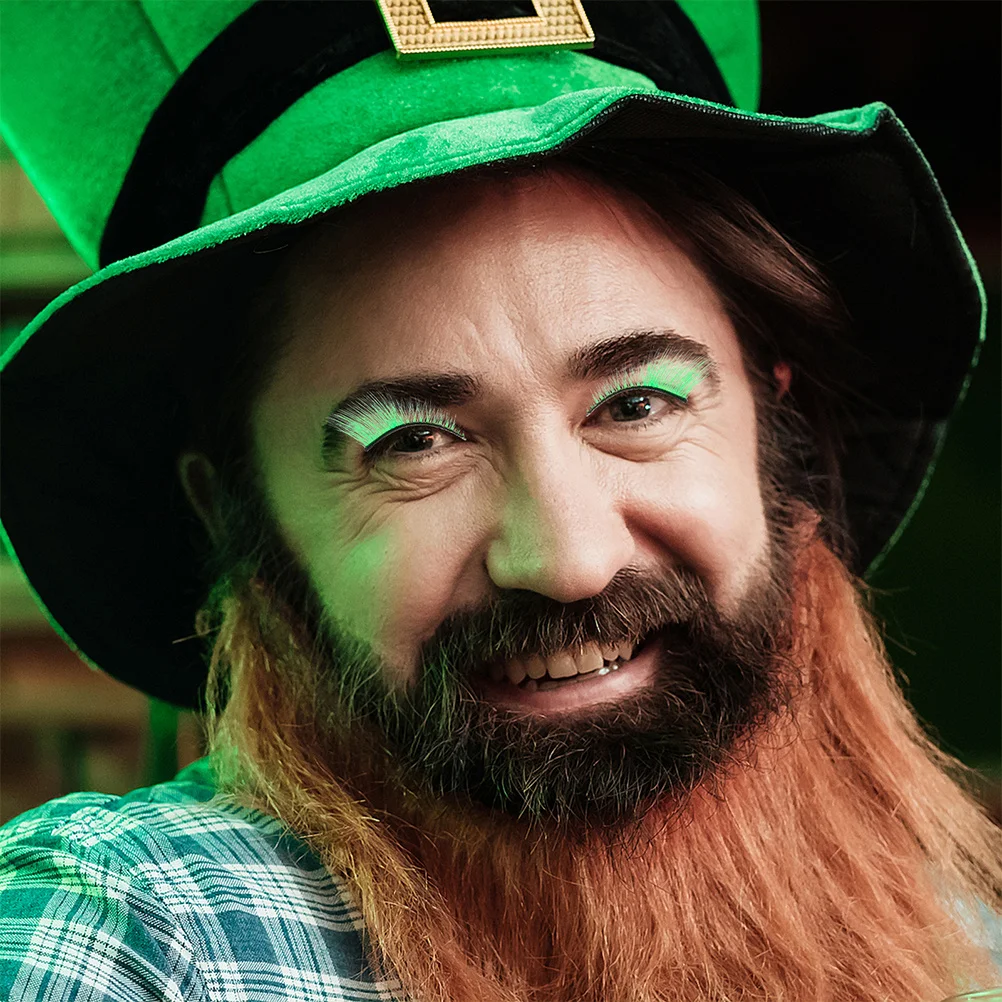 

Green False Eyelashes Strip Lashes For St. Patrick'S Day Stage Makeup Cosplay Party Wispy Lash Extension Kit