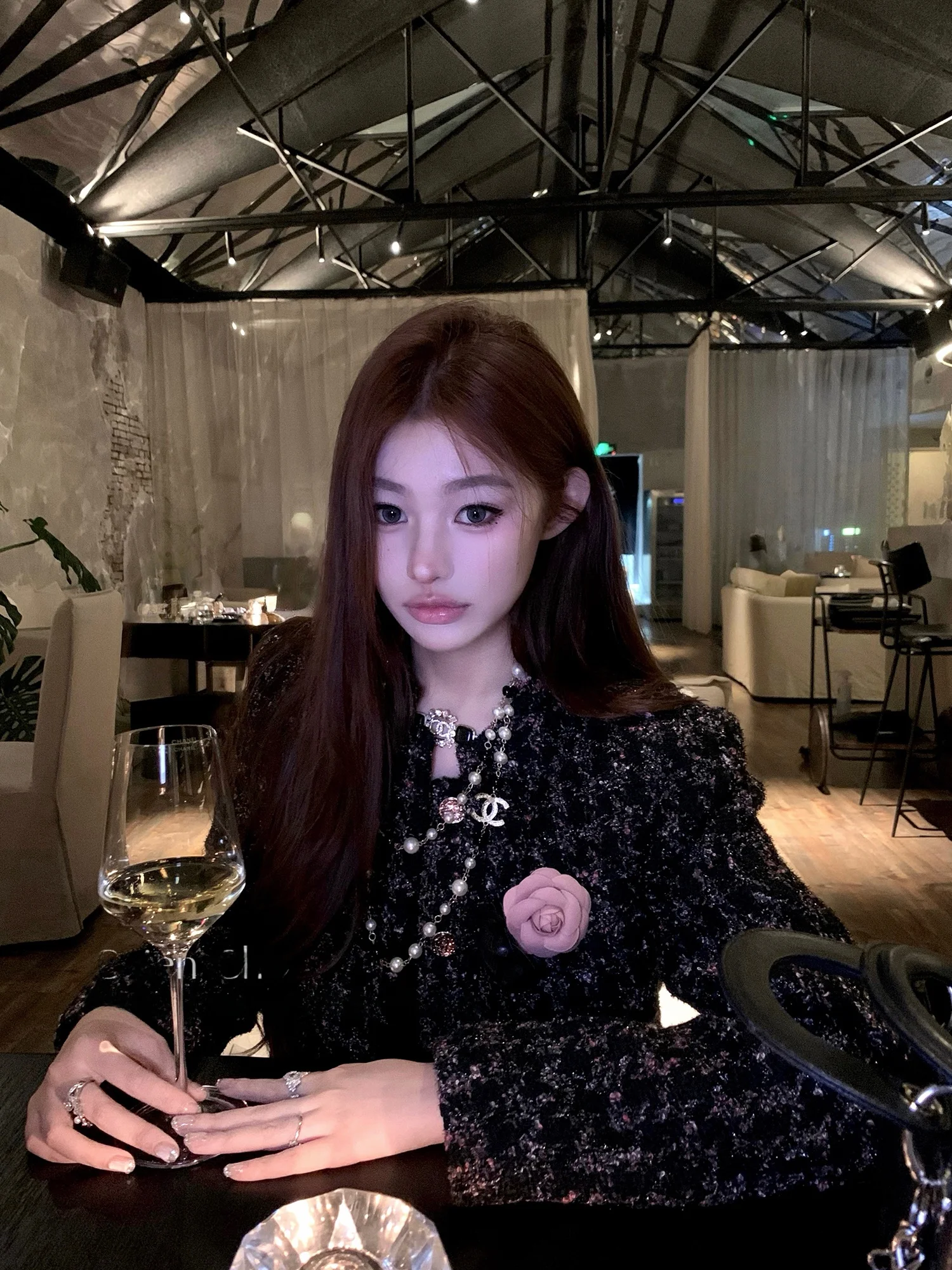 

Chien Women's Wool Blend Cotton Jaet Color Blo Heavy Embroidery Ele Sle Winter Warm ort Coat for Ladies