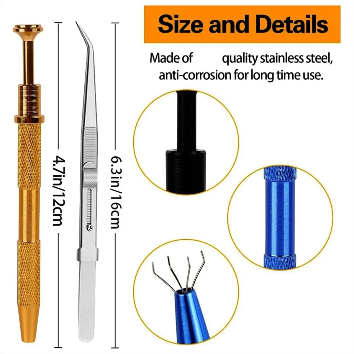 【~ NEW A89Z】3 PCS Piercing Ball Grabber-Tool 2 Pack 4 Claw Jeweler'S Pick Up Tool and 1 Pack Stainless Steel Jeweler'S Tweezer
