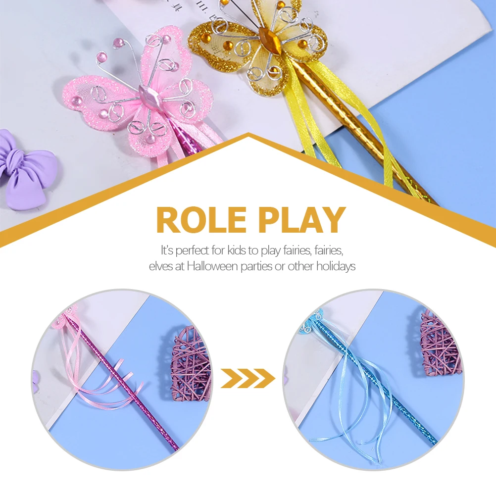 

4Pcs Flashing Fairy Stick with Glitter Kids Girls Party Photo Prop Cosplay Supply for Baby Shower