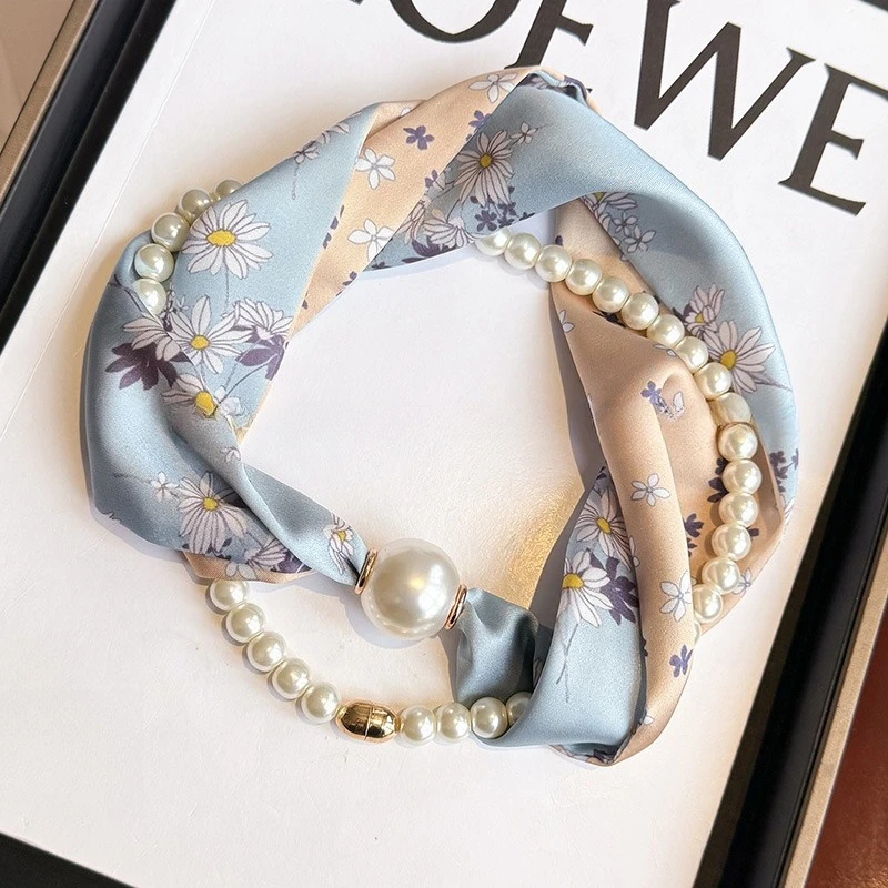 Neck Protection Scarf Pearl Magnetic Buckle Long Necklace Feminine Temperament Versatile Decoration High End Feeling Wholesale