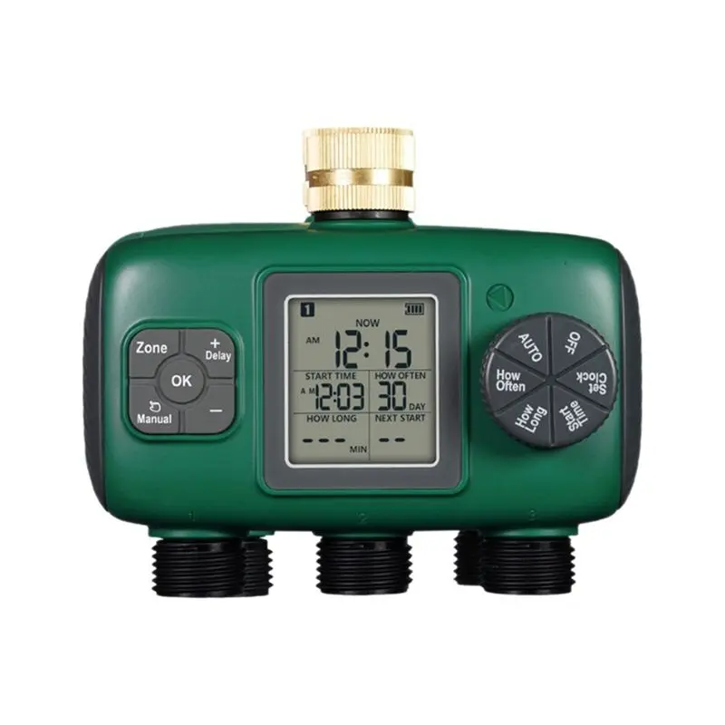 Garden Sprinkler System With 3-Way Automatic Timer And NH3/4Inch External Thread, Independently Controlled Zones