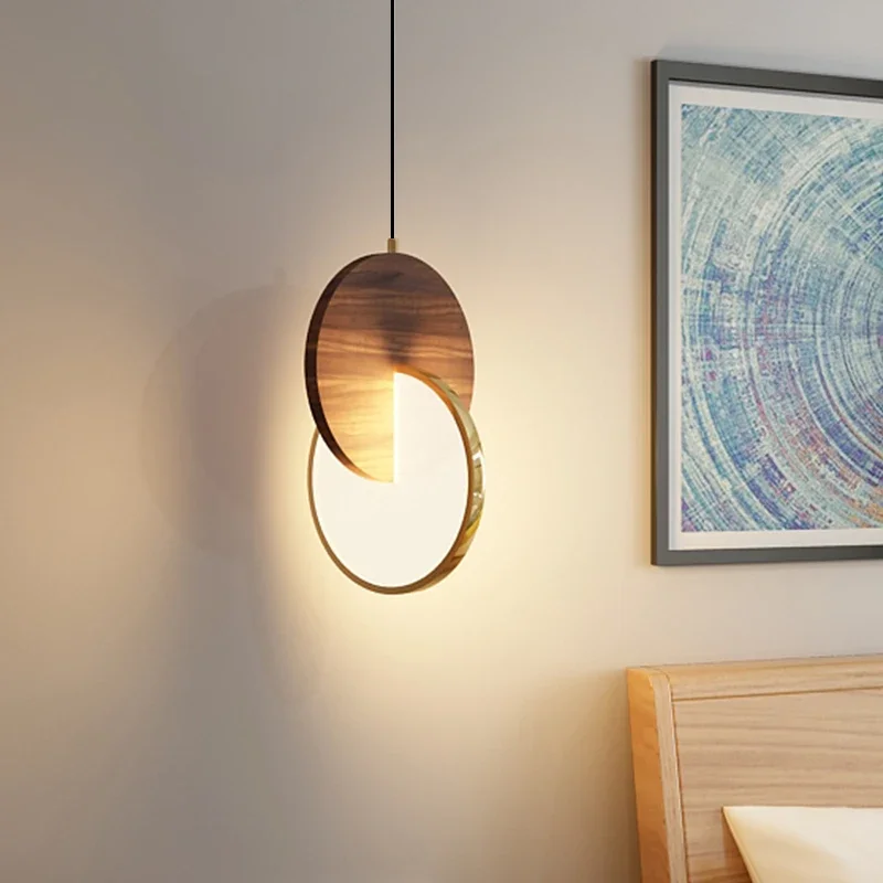 lustre pequeno de madeira macica nogueira nordica lampada pingente moderna de longa linha luzes suspensas de cabeceira do quarto novo estilo chines 01