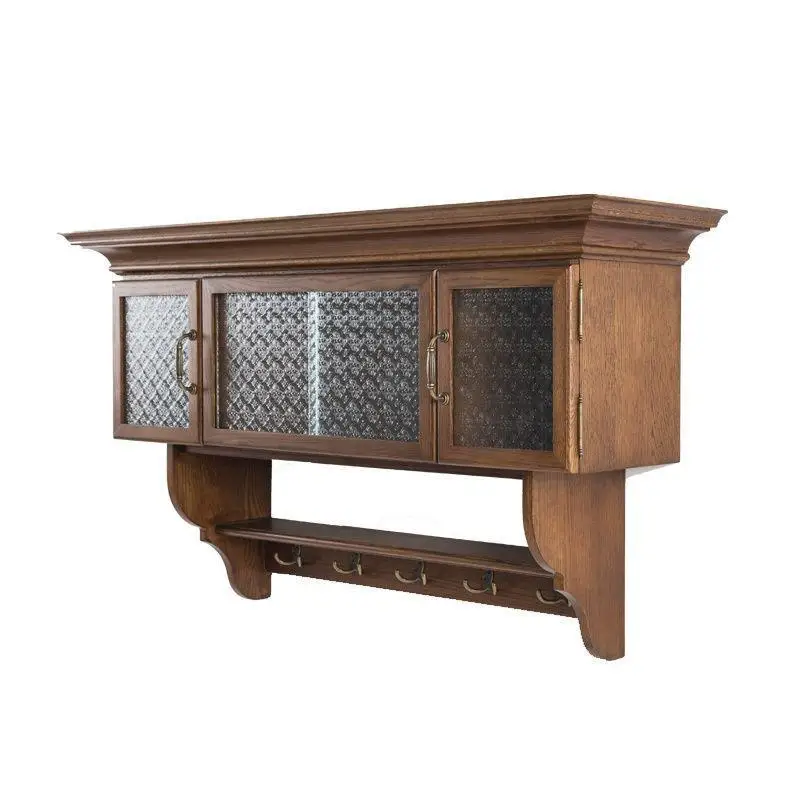 

American solid wood closet, vintage country living room closet, balcony shelf, wall storage wall cabinet