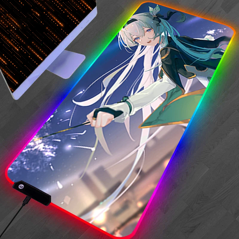 RGB LED Mouse Pad PC Accessories Mousepad Non Slip Extended Pad H-honkai Star Rail Firefly Rubber Keyboard Pad Gaming Desk Mat