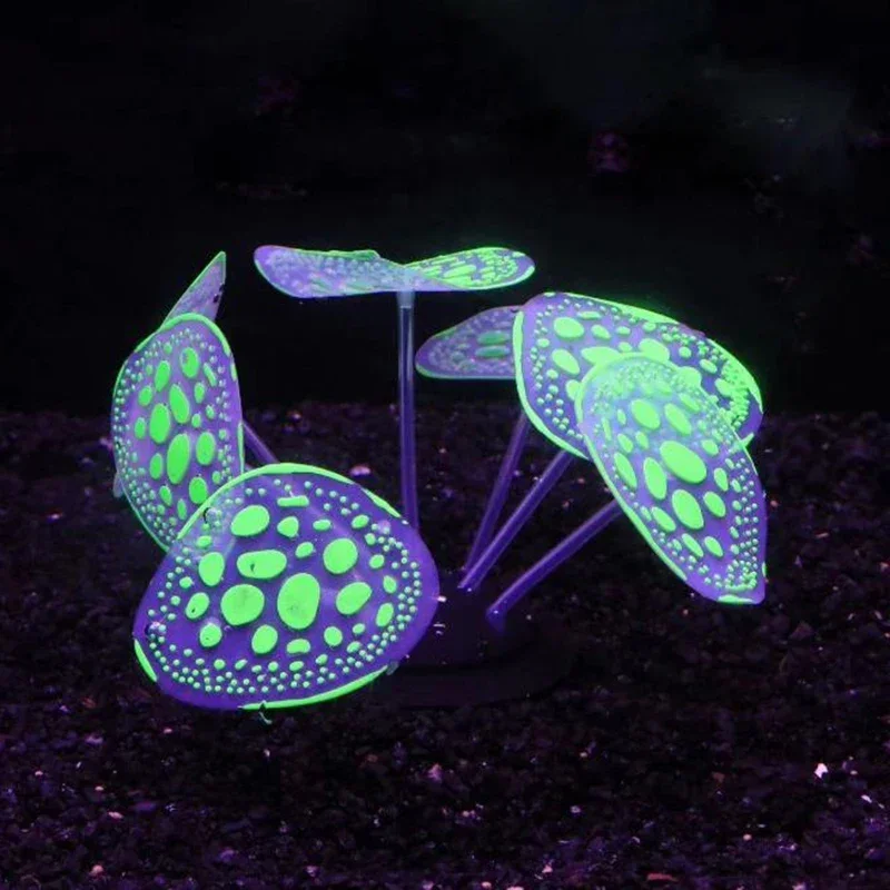 Fluorescent Silicone Artificial Fish Tank Aquarium Coral Plant Ornament Pets Underwater Decors with Strong Suction Cup