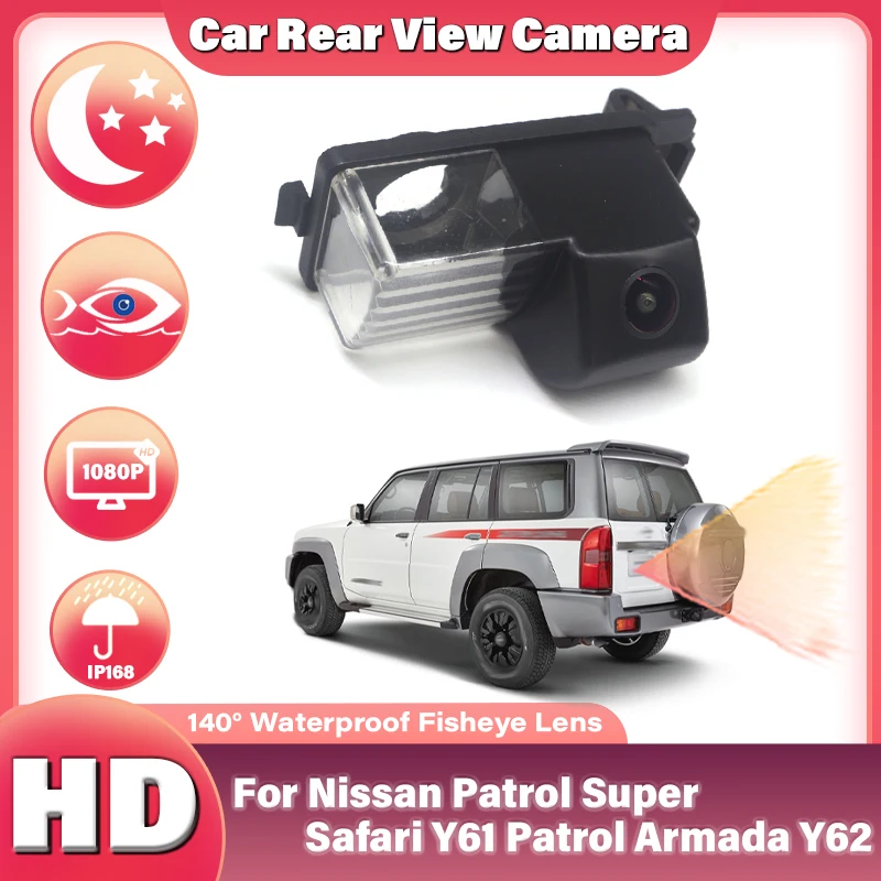 CCD Full HD 140 Degree Wide Angle Fisheye Lens Vehicle Rear View Camera For Nissan Patrol Super Safari Y61 Patrol Armada Y62 Car