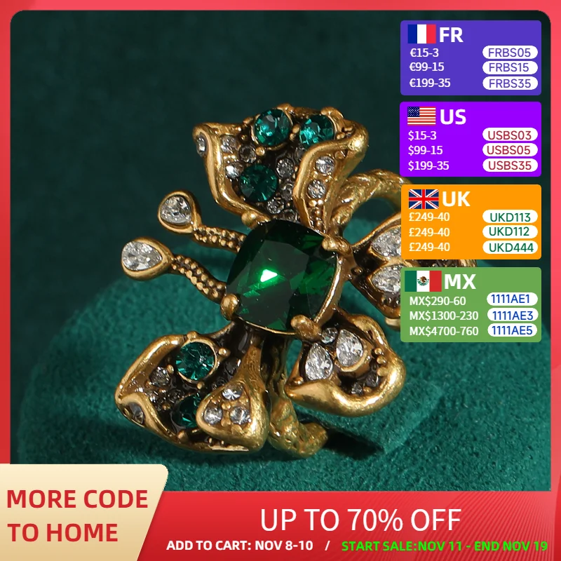 

Vintage Black Butterfly Rings For Girls Woman Jewelry Antique Gold Color Natural Stone Enamel Luxury Party Accessories Gift 2025