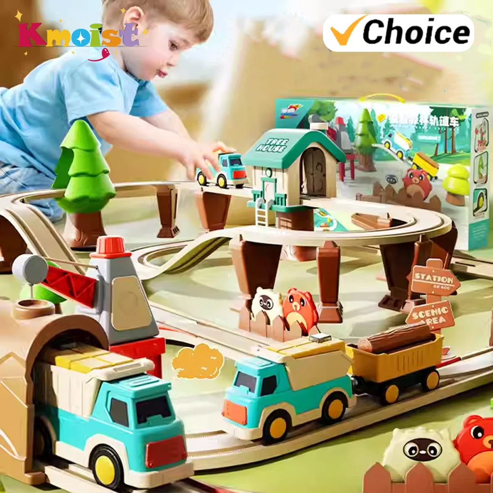 

Electric DIY Assembly Railway Toy Train Set Buildable Forest Logging Circular Overpass Track Toys for Boys Kids Christmas Gifts