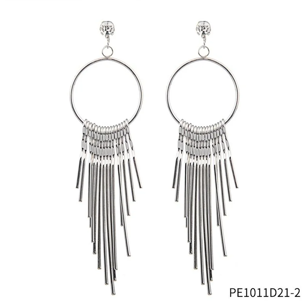 PESENAR 1920年代スタイル シルバートーン フープ フリンジ イヤリング フラッパーコスチュームやヴィンテージギャツビー アクセサリー用