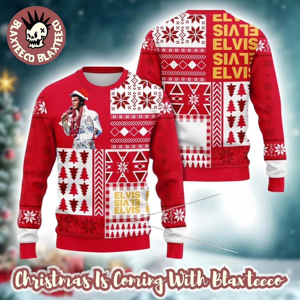 2026/27 Winter New Elvis Presley Ugly Christmas Sweater 3D Printed Retro Rock Fun Festival Party Warm Hoodie Family Clothing