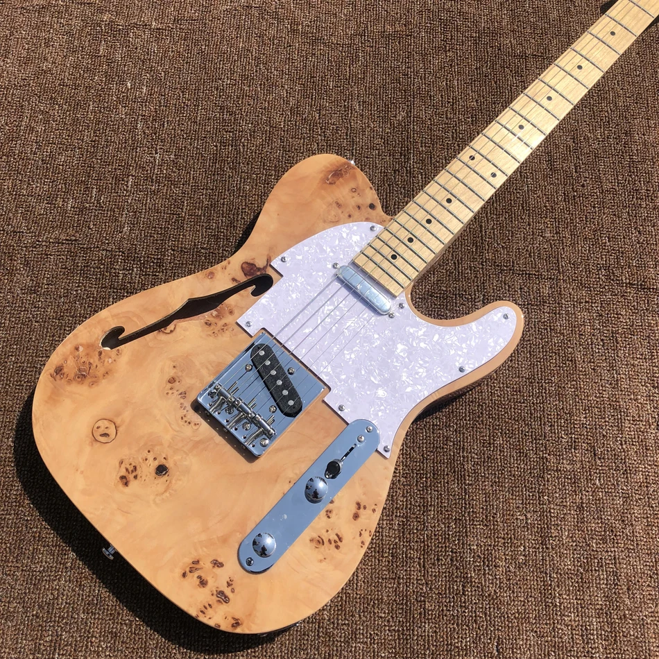 New High Quality F Hole Semi Hollow Body TL Electric Guitar Maple Fingerboard Free Shipping